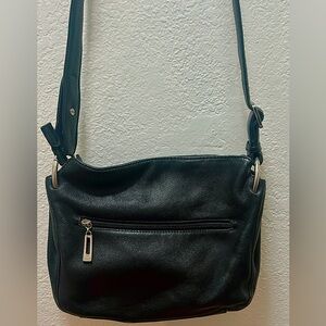 Dissona Black Leather Shoulder Bag Made in Italy